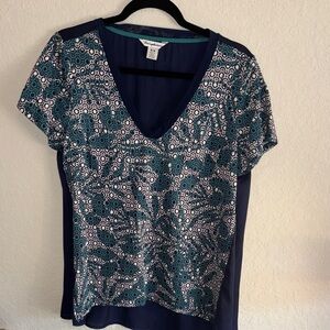 Tommy Bahama Navy and Teal Short Sleeve Top